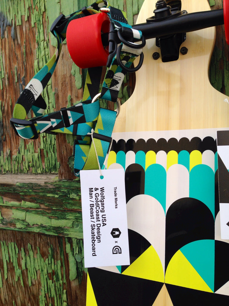 Closeup of Goldcoast skateboard with Wolfgang ProcessPrint products.