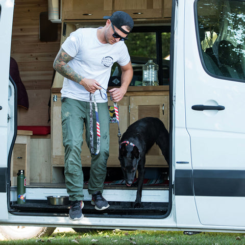 Thomas Davis with Belgian malenios exiting van