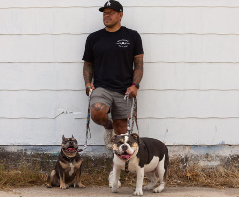Nick Rimando with dogs Bruno & Owin