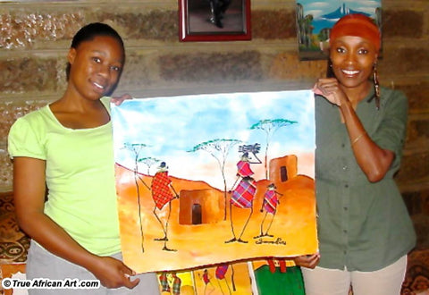Website Owner Gathinja with Sarah's daughter and artist, Rebecca.