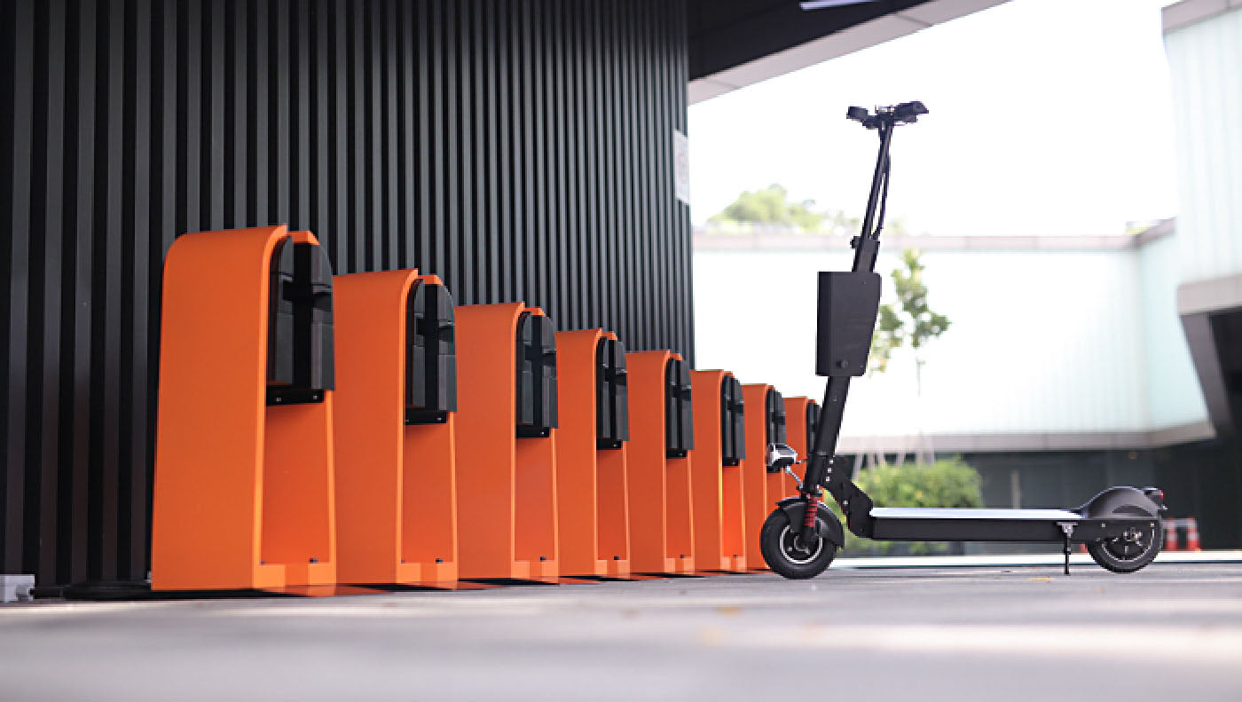 e-scooter sharing docking stations