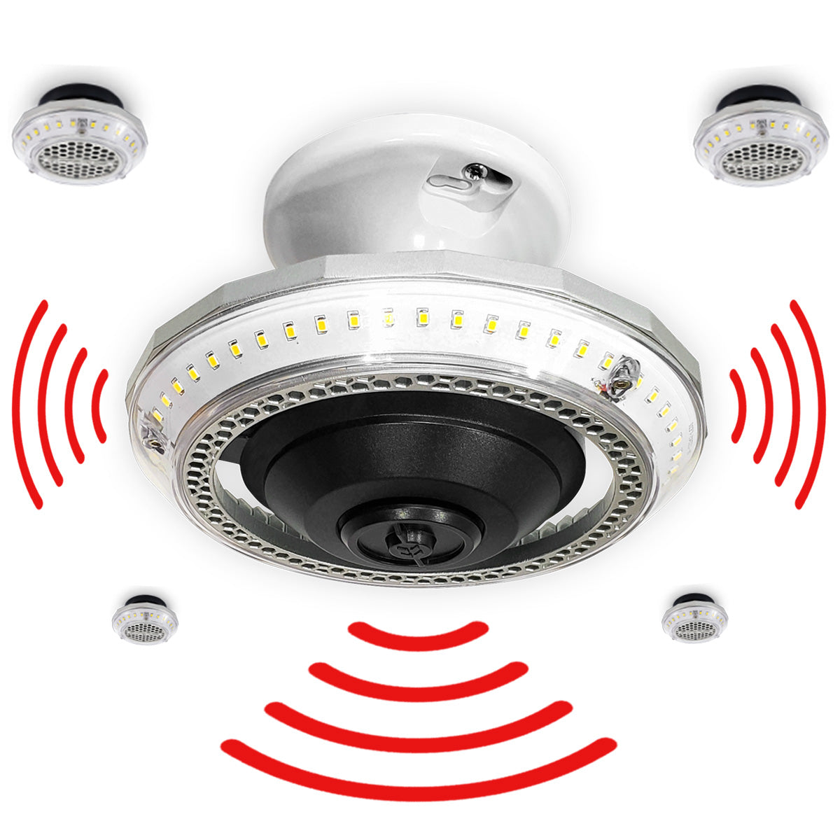 MPI Multipoint Illumination diagram showing red arch's fanning out to give the idea of motion sensing technology