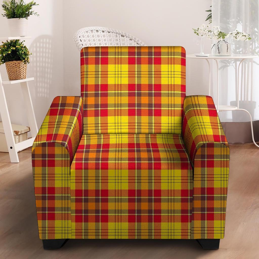 yellow tartan armchair