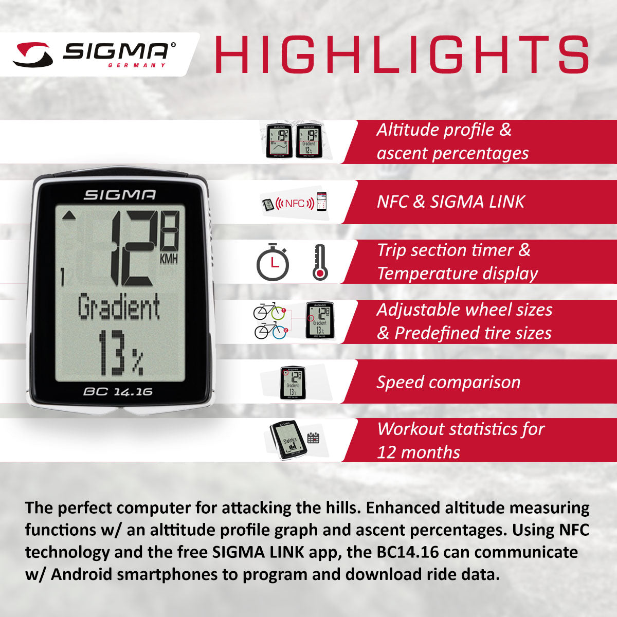 Sigma BC 14.16 STS Wireless Cycling Computer with Cadence 