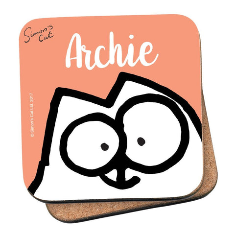 Personalised Peach Coaster - Simon's Cat Shop