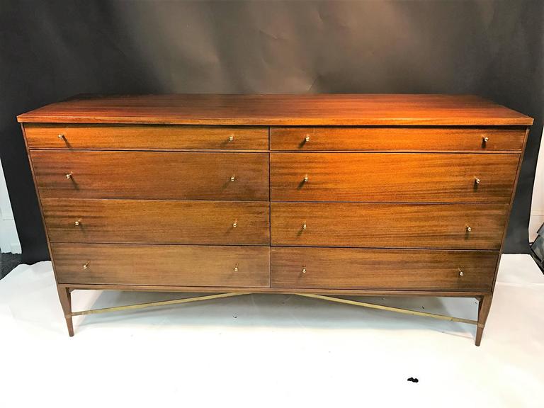 Exceptional Mid Century Paul Mccobb Brass X Base Design Dresser