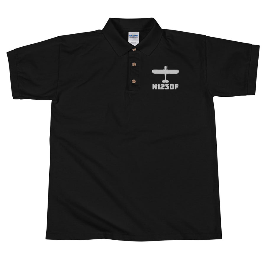 Custom Aircraft Silhouette and Registration Number  Embroidered Polo Shirt