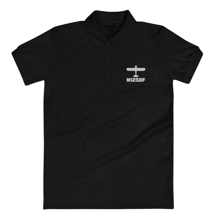 Custom Aircraft Silhouette and Registration Number Embroidered Women's Polo Shirt