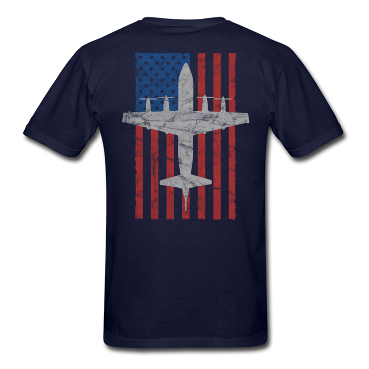US Navy Retired P-3 Orion Vintage Flag Tee - navy
