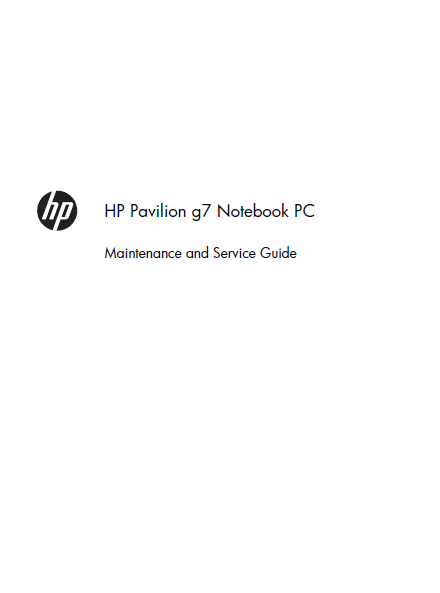 Hewlett Packard Pavilion G7 Notebook Pc Service Manual Electronic Service Manuals 0517