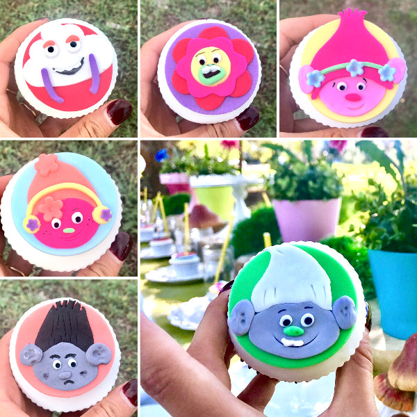 Kids Party Food; Colourful Trolls Movie Inspired Cupcake 