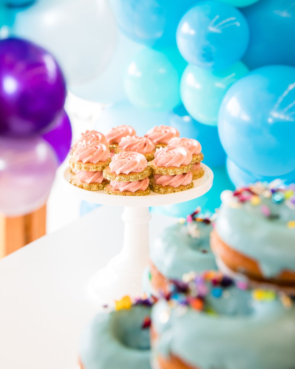 Pink and gold cream stacked biscuit