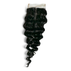 Kinky curly Brazilian hair closure with middle parting