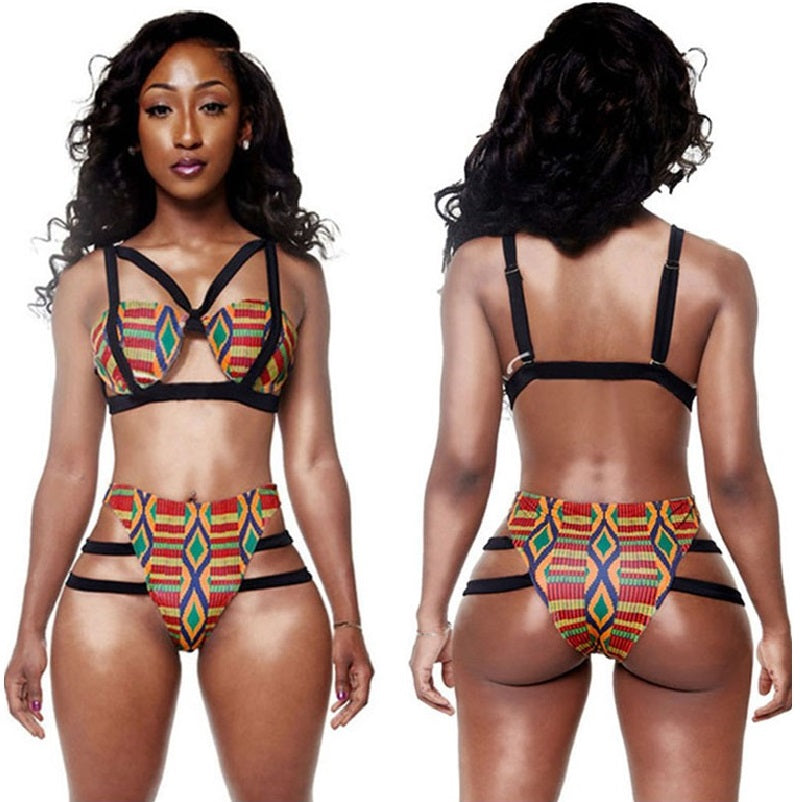 tribal high waisted bikini