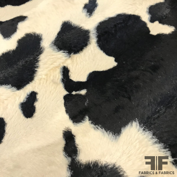 Cowhide Faux Fur Black Cream Fabrics Fabrics