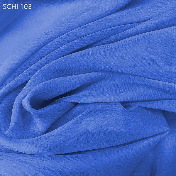 blue silk chiffon fabric