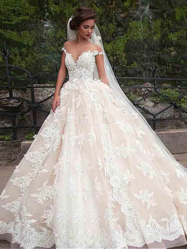 2018 Off The Shoulder Wedding Dress Cheap Ivory Wedding Dress