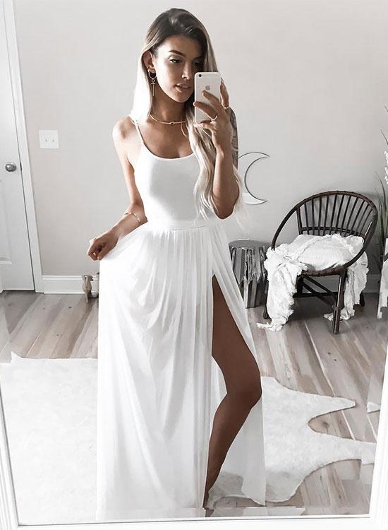 Chic White Prom Dress Chiffon Cheap African Long Prom Dress # VB2784 – 0