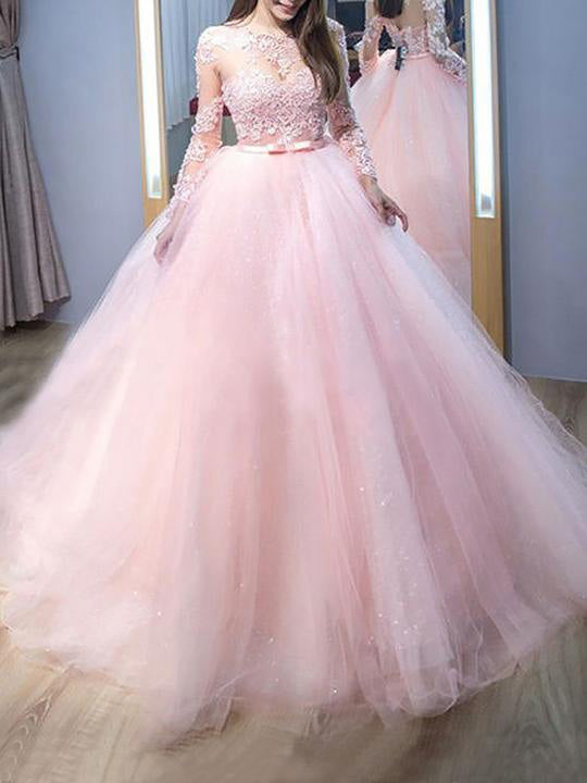 plus size pink ball gown