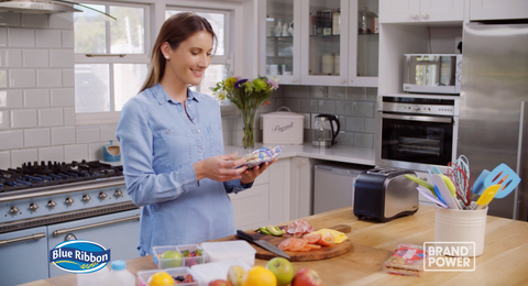 F<p>Screenshot of a TV Commercial for Blue Ribbon Squares: filmed in the kitchen </p>