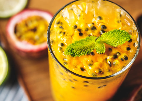 Fresh passion fruit juice, a rich source of vitamins, minerals and antioxidants