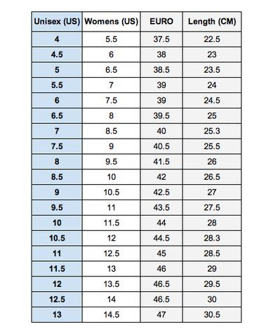 unisex-outdoor-shoes-size-chart