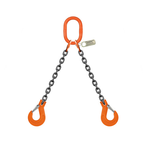 Chain Sling Grade 100 1/2 x 10 Double Leg with Foundry Hook 