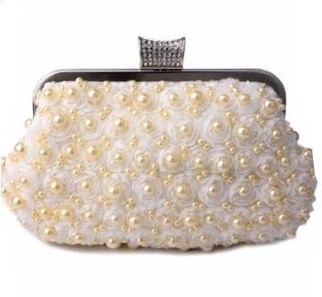 Forever Sure Deals -  Elegant Beaded Pearl Evening Clutch