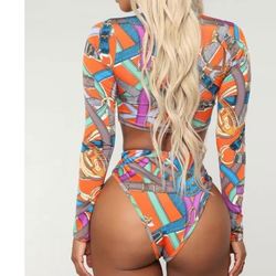 Zipper High Cut Long Sleeve Swimsuit - skarnoldart, Swimwear, skarnoldart