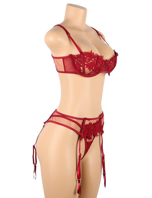 Darla 3-Piece Bra and Panty Set - skarnoldart, , skarnoldart