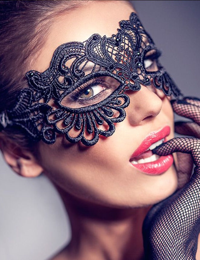 Enchanting Black Lace Eye Mask - skarnoldart, Accessories, skarnoldart
