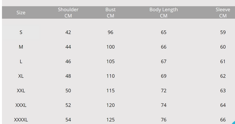 size chart pouch hoodie