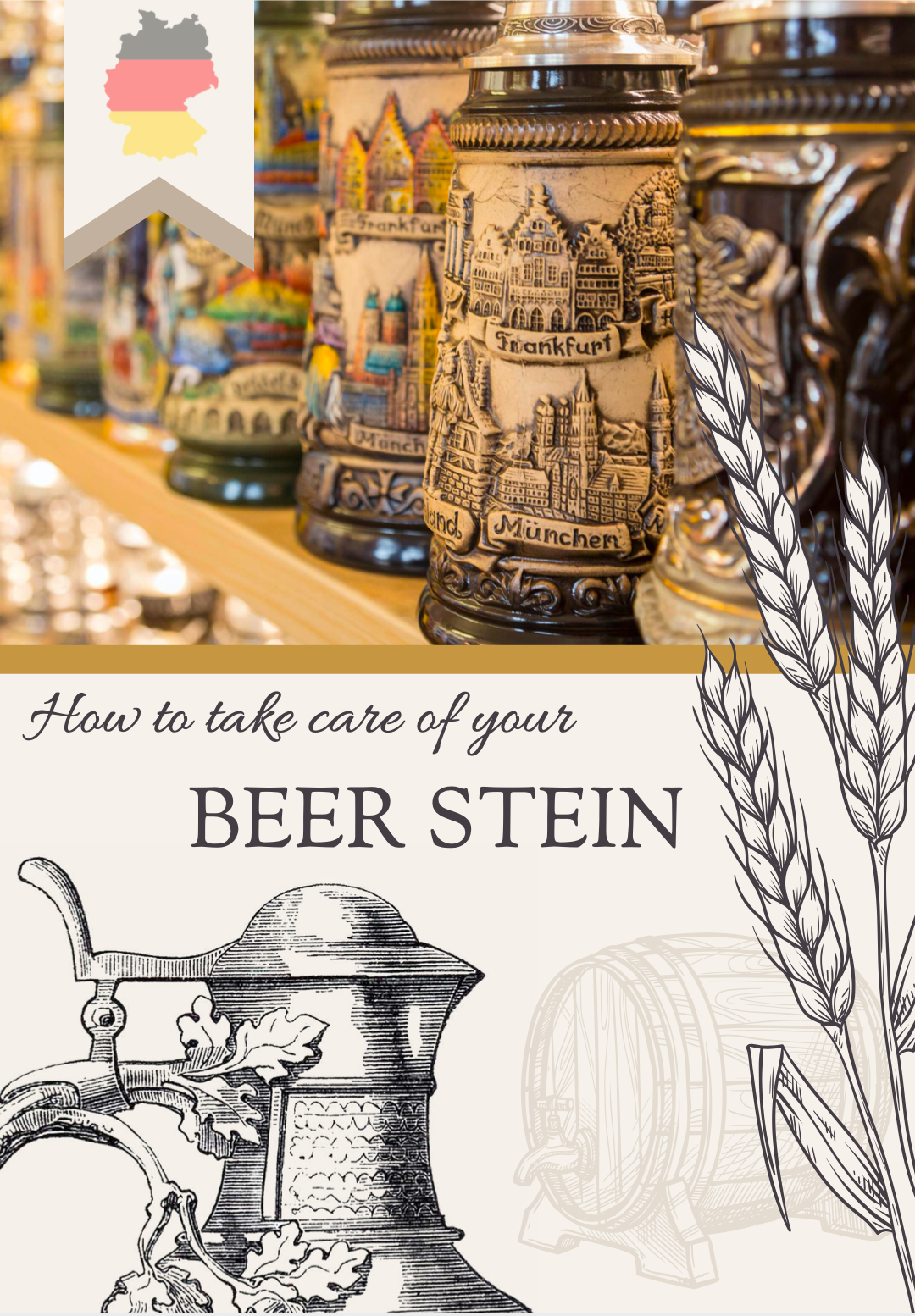 German Beer stein care PDF for download made by The German Village Shop