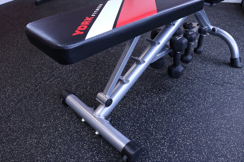 York Fitness Black Edition Dumbbell Bench Seat position selector