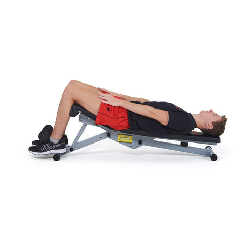 45067 York Fitness 13 in 1 Dumbbell Bench in decline position with model