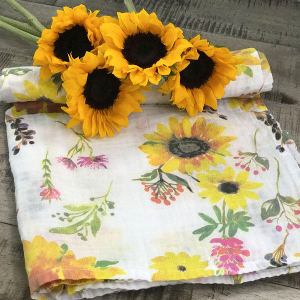 sunflower baby swaddle