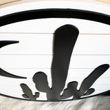 Large Circle Cactus with Moon Wood Sign