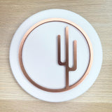Small Painted Copper Circle Cactus Cutout Wood Sign