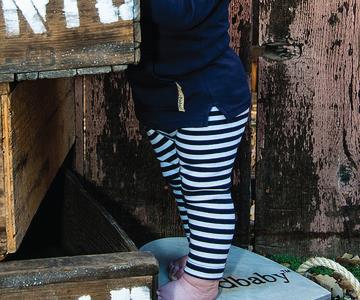 navy white striped pants