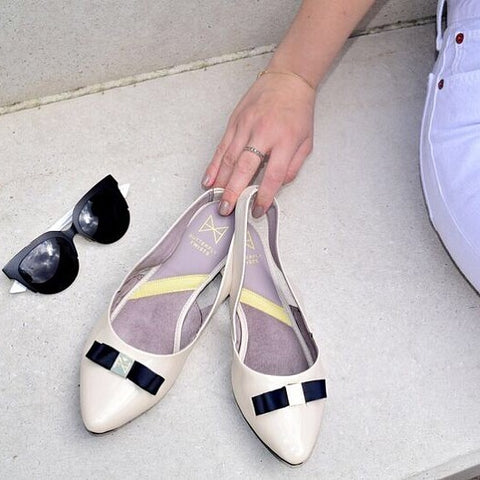 look cute in pastels and nude slingbacks