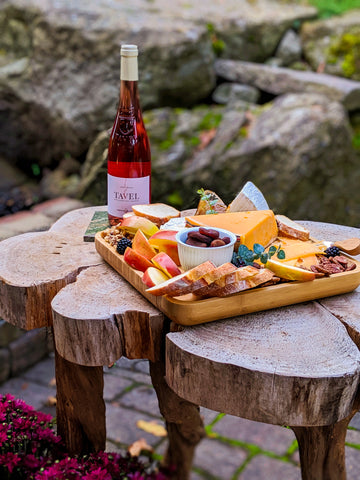 Bamboo Cheese Board for Fall with Wine