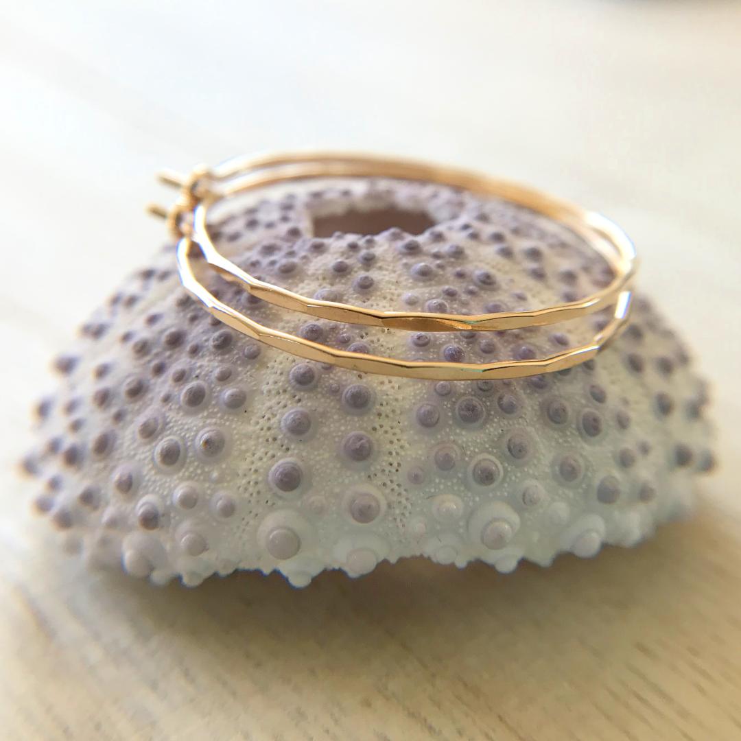Classic Scallop Hammered Hoop Earrings