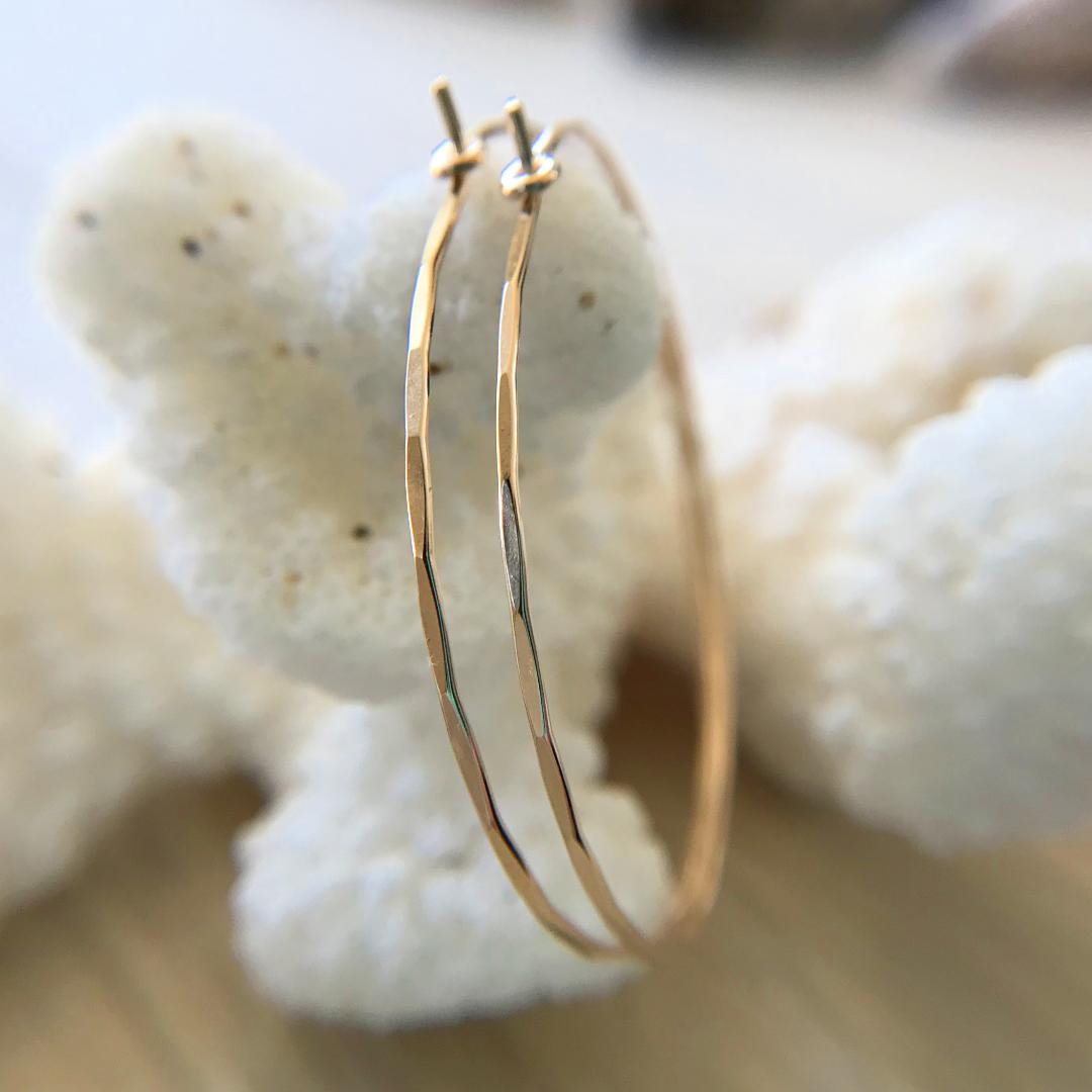 Classic Scallop Hammered Hoop Earrings