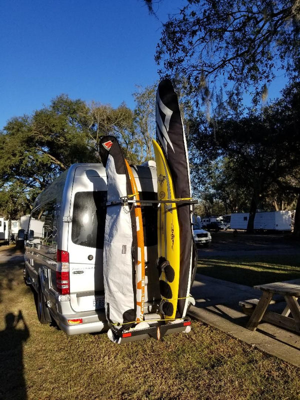 trailer hitch surfboard rack