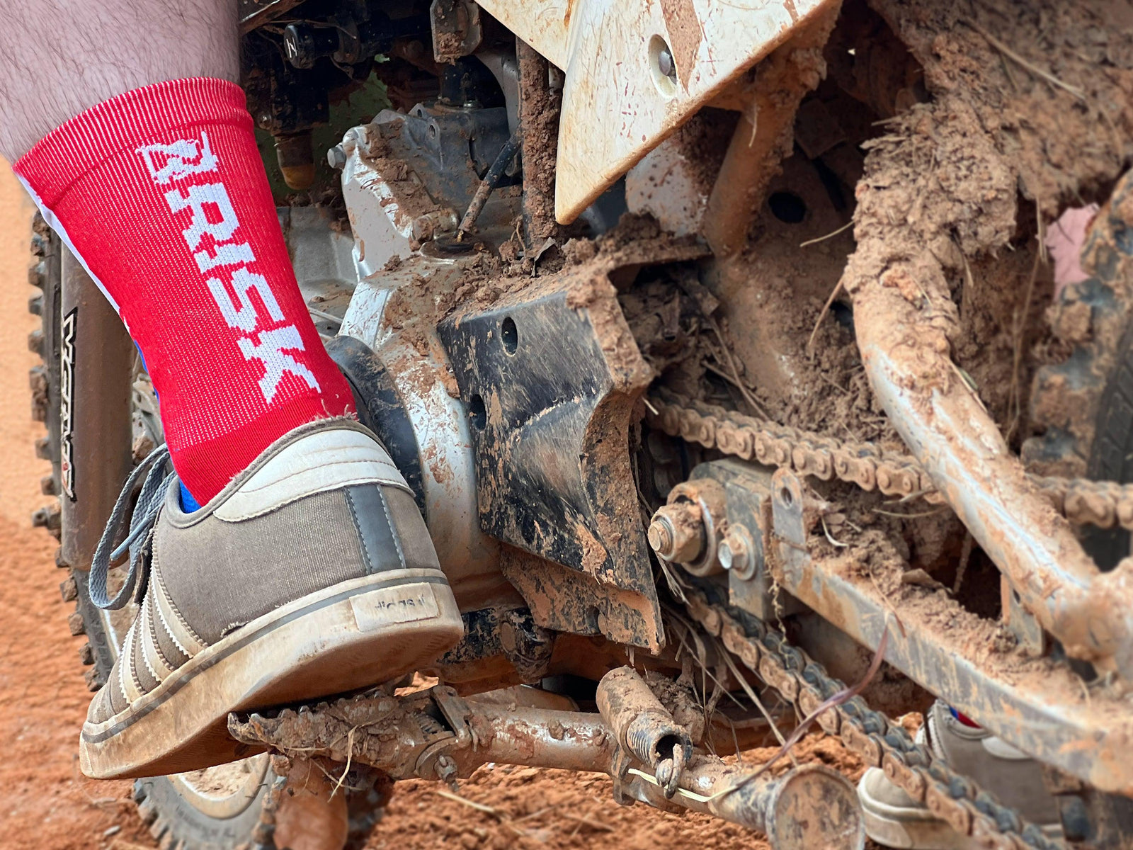 Red, White, & Blue Ride Risky moto socks lifestyle shoot pic3