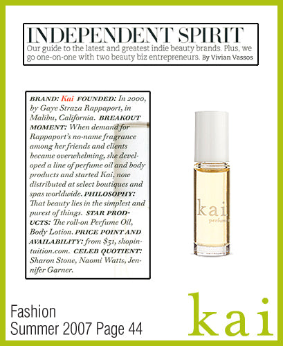 kai fragrance featured in fashion summer 2007