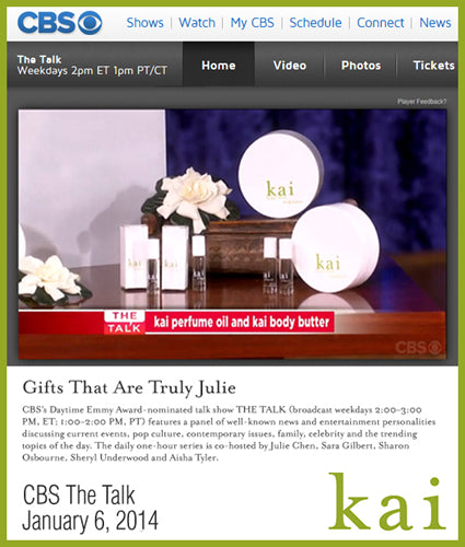kai fragrance featured in cbs - the talk january 2014