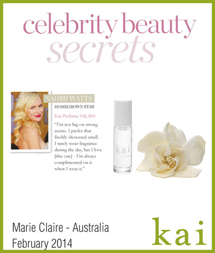kai fragrance featured in marie claire - australia february 2014
