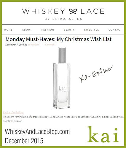 kai fragrance featured in whiskeyandlaceblog.com decemeber 2015