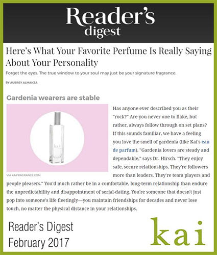 kai fragrance featured in reader's digest february 2017